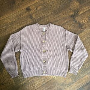 Wishlist Mauve Pink Textured Button-Front Cardigan